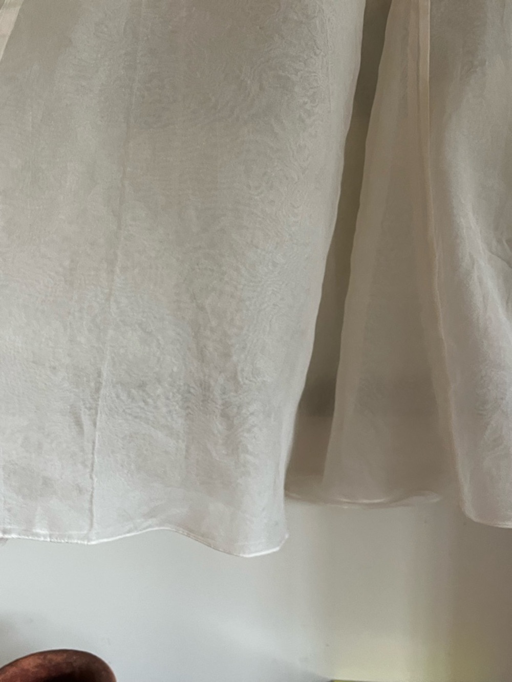 Vintage 100% Silk Organza Albert Nipon Double-Layer Ivory Midi A-Line Skirt XS/S - Picture 5 of 8